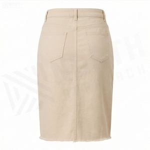 High Waist <b>Women</b> <b>Denim</b> Pencil <b>Skirt</b> Knee-Length Solid Color Casual Style With Pocket Woven Fabric All Seasons Wear - Product Image 3