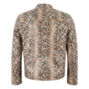 Blouson moto en cuir imprimé peau de serpent pour homme, col montant, fermeture éclair, manches classiques, style motard automne - Product Image 2