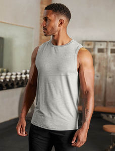 Wholesale Custom <b>Logo</b> Comfortable Solid Color Men Casual 100% Cotton Breathable Tank Tops - Product Image 6