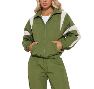 Women <b>Lightweight</b> Nylon Tracksuit Quick Dry Fitness Outfit Breathable <b>Running</b> <b>Jacket</b> And Jogger Pants Casual Activewear Set - Product Image 5