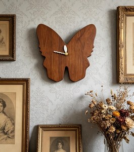 Handcrafted Butterfly <b>Clock</b>, Wooden Wall <b>Clock</b> with <b>Battery</b>, Unique Home Decor, Modern Butterfly Design, Decorative Timepiece, - Product Image 5