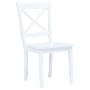 Ensemble de 2 chaises de salle à manger en bois de caoutchouc massif blanc, design standard et durable - Product Image 2