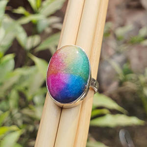 Anillo de cuarzo Solar arcoíris de Plata de Ley 925, Joyería de diamantes Multicolor única hecha a mano para regalo de fiesta de compromiso - Product Image 2