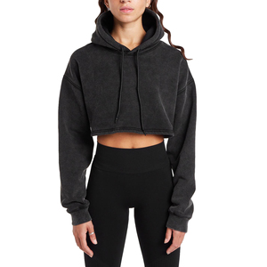 Sweat-shirt à capuche surdimensionné tendance pour femme, haut court à capuche en polaire chaude à manches longues avec style décontracté et tendance pour femme - Product Image 2