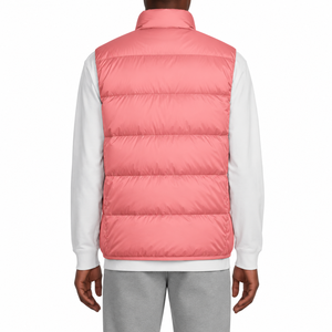 Gilet matelassé jaune fluo pour homme, col montant, fermeture éclair, rembourré en duvet, léger, vêtement d'extérieur sportif pour l'hiver - Product Image 5