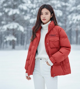 Women's Light Blue Reversible Waterproof Quilted Bomber Jacket Knit Collar <b>Stand</b> Neck Full Sleeve Polyester Wadding Windproof - Product Image 1
