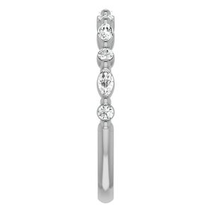 Anillo Apilable de Plata de Ley 925 con Moissanita de Corte Marquesa de Media Eternidad Shama Gems para Mujer, Ideal para Bodas y Aniversarios - Product Image 4