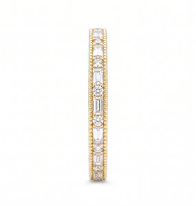 Wholesale Lab Grown Diamond 14K 18K Solid Gold Eternity Milgrain Engagement Ring Stackable IGI Certified DEF Color VS VS Clarity - Product Image 2