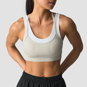 Sujetador Deportivo de Diseño Personalizado para Mujer, Ropa de Yoga de Doble Capa, Cuello en U, Ajuste al Cuerpo, Compresión, Transpirable, Ligero, Color Sólido - Product Image 3