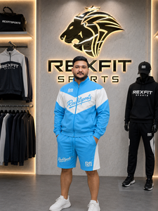 REXFIT SPORTS Ensemble de survêtement de sport en nylon premium pour homme, veste à fermeture éclair intégrale et short, vêtements de sport légers, survêtement décontracté pour l'entraînement - Product Image 4