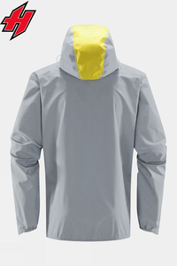 เสื้อแจ็คเก็ตกันน้ำมีฮู้ดสำหรับผู้ชาย สีเหลืองเทา ดีไซน์สปอร์ตสำหรับกิจกรรมกลางแจ้ง ผลิตจากโพลีเอสเตอร์ ปิดด้วยซิป เหมาะสำหรับฤดูใบไม้ร่วง - Product Image 4