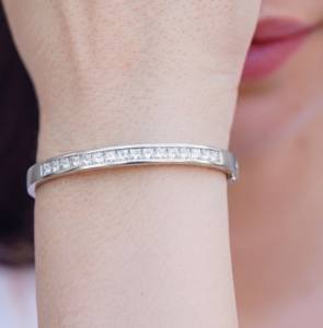 Bracelet jonc élégant et classique en diamant de laboratoire, or rose, bijoux de luxe étincelants pour femme, cadeau pour occasions spéciales - Product Image 1