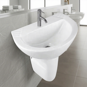 Lavabo demi-pied en céramique, écologique, résistant à l'eau, rond, pour lavage des mains, qualité export pour centres commerciaux - Product Image 6