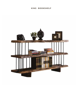 Modern <b>Rustic</b> Freestanding Double-Sided Metal Frame <b>Bookcase</b> & Office Organizer Multifunction Design 60x40x30cm for Home Office - Product Image 1
