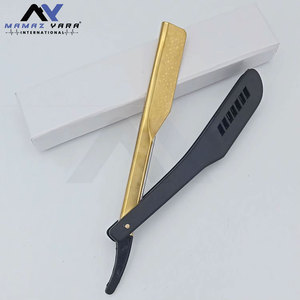 มีดโกนหนวดคุณภาพสูง ด้ามจับพลาสติก สำหรับผู้ชาย ใบมีดเดี่ยว แบบตุรกี สีดำทอง จำหน่ายส่ง รับผลิตโลโก้ OEM - Product Image 3
