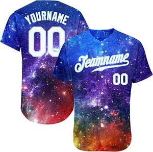 Camiseta de Béisbol Personalizada con Estampado de Galaxia, Manga Corta, Transpirable, de Poliéster, para Hombre, Nombre del Equipo 00, Diseño de Sublimación Completa - Product Image 1