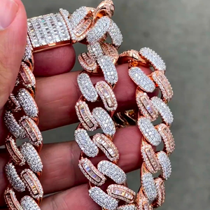 Bracelet chaîne cubaine personnalisable en argent plaqué avec moissanite, cadeau de fiançailles, bijoux tendance et scintillants - Product Image 6