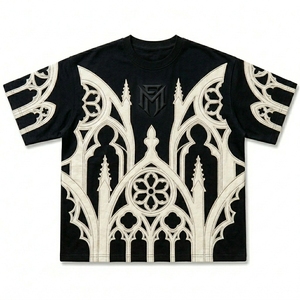 เสื้อยืดคอกลมโอเวอร์ไซส์แขนสั้นผู้ชาย ลายตัดต่อ สตรีทแวร์ พิมพ์ลายได้ตามต้องการ ผ้าฝ้ายพรีเมียม สวมใส่สบาย - Product Image 3