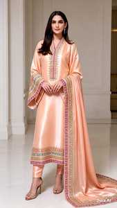 Salwar Kameez vert émeraude en polyester, coupe ample, longueur cheville, style traditionnel indien pakistanais, pour mariage, par Fashionista International - Product Image 2