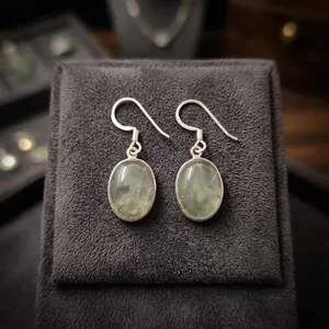 Boucles d'oreilles en argent sterling 925 avec préhnite |   Boucles d'oreilles en pierre précieuse naturelle Prehnite |   Bijoux en argent faits à la main - Product Image 5