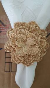 Luxury Decorative Artisan Handmade <b>Rattan</b> Floral Napkin Ring Layered Petal Woven Design for <b>Dining</b> <b>Table</b> Weddings and Events - Product Image 3