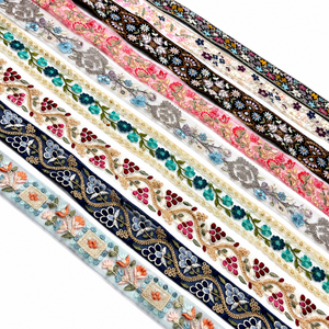 Ribete de encaje bordado floral prémium, borde decorativo de malla para costura de prendas, accesorios para manualidades y vestidos - Product Image 1