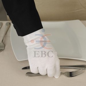 Gants de travail et d'inspection blancs de qualité supérieure, 100 % coton, écologiques, respirants, pour usage quotidien, avec logo personnalisé, pour fanfare - Product Image 4