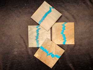 Premium Eco-Friendly Acacia Wood & Resin <b>Coaster</b> Set Handcrafted <b>Drink</b> <b>Coasters</b> for Coffee, Tea, Wine, Beer & Cocktail Glasses - Product Image 1