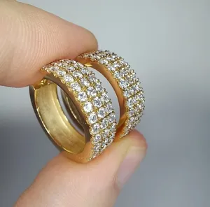 Soldes du Black Friday ! Boucles d'oreilles créoles en diamant naturel rond, or jaune massif 14 carats - Product Image 5