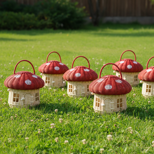 ตะกร้าหวายรูปเห็ดทำมือจากเวียดนาม ตะกร้าเก็บของสานธรรมชาติสำหรับตกแต่งห้องเด็กและจัดระเบียบ ขายส่ง - Product Image 3