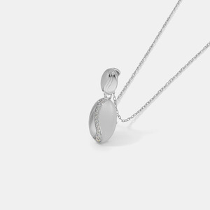 14K White Gold Oval Swirl Lab Grown Diamond Pendant Necklace - Product Image 6