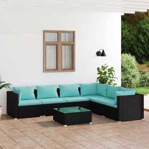 Conjunto de Muebles de Jardín en Negro y Azul Agua, Colección Elegante para Patio - Product Image 1