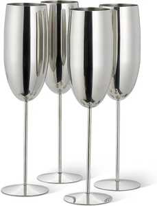 Luxury Gold Stainless Steel Champagne Flutes Shatterproof Metal <b>Wine</b> Glasses Toasting <b>Goblets</b> For Wedding Party Bar - Product Image 5