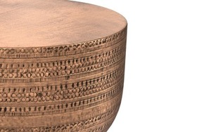 Modern Heirloom Round Coffee <b>Table</b> with <b>Iron</b> Frame and Marble Top Dark Brown Finish Contemporary Design - Product Image 2