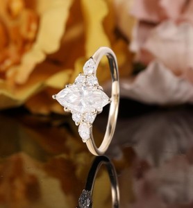 Marquise Cut Moissanite 925 Sterling <b>Silver</b> Luxury Engagement Dainty <b>Solitaire</b> Promise <b>Ring</b> Minimalist Wedding & Party Jewelry - Product Image 3