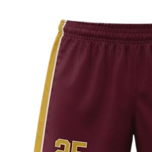 Shorts de lacrosse unisexe bordeaux et or en polyester, coupe athlétique, légers, uniforme sportif, vêtements d'entraînement d'équipe - Product Image 4