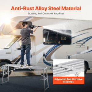 Piattaforma di Lavoro Regolabile a 4 Livelli, Portatile, Capacità di Carico 400 kg, Scala Pieghevole in Acciaio per Ponteggi - Product Image 5