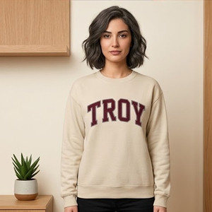 เสื้อสเวตเชิ้ตคอกลมพิมพ์ลาย Troy Letter Print สำหรับผู้หญิง รุ่น Custom Divine Nine Mock Neck ปักลาย Gingham พร้อมโลโก้ สำหรับวิทยาลัย มหาวิทยาลัย สไตล์กรีก - Product Image 1