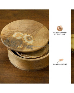 Caja Chapati de madera de lujo más vendida para cocina, cazuela Chapati elegante de forma redonda con técnica de impresión - Product Image 2