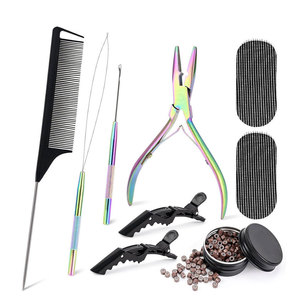 Complete Hair Extension Tool Kit Stainless Steel Pliers Hook <b>Needle</b> Pulling Loop Micro Rings <b>Beads</b> Thread Professional Salon - Product Image 1