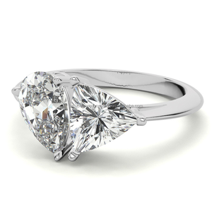 S925 plata 2CT D VS1 trillón y corte de pera anillo de diamante cultivado en laboratorio joyería de dos piedras chapada en oro personalizada para compromiso de boda - Product Image 3