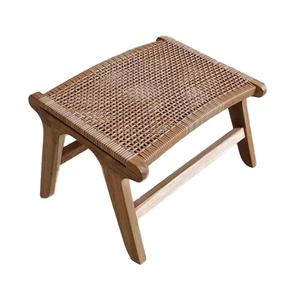 Modern Design Outdoor Garden Furniture PE Synthetic Rattan Wicker with Solid Teak Wood Footstool For Relax Ottoman Lounge <b>Chair</b> - Product Image 5