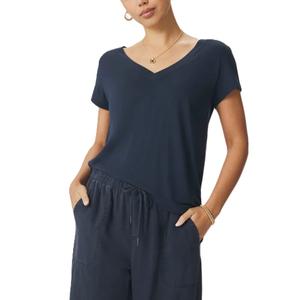 Camiseta Casual para Mujer, Cuello en V, Corte Regular, Manga Corta, Color Liso Personalizado, Alta Calidad, Venta al Por Mayor para Verano - Product Image 5