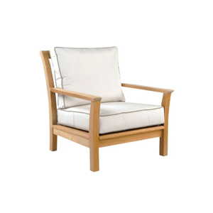 Chaise longue d'extérieur moderne en teck imperméable avec coussins - Idéale pour jardin et balcon, prête à l'emploi pour repas en plein air - Product Image 1