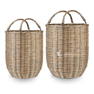 Panier à linge en osier tissé à la main avec poignée, petit et grand panier de rangement en osier naturel pour l'organisation de la maison - Product Image 1