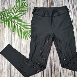 Pantalons d'équitation pour femmes, taille haute, couleur unie, coupe slim, avec empiècements perforés pour l'équitation - Product Image 1