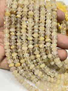 สร้อยข้อมือลูกปัดพลอยควอตซ์รูทิเลตสีทองธรรมชาติเกรด AAA ลูกปัดทรงรอนเดลเหลี่ยมเพชรพลอย ขนาด 8 มม. ความยาว 8 นิ้ว - Product Image 5