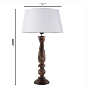 <b>Rustic</b> Wooden <b>Table</b> Lamp Fabric Empire Shade Warm Light <b>Bedside</b> Desk Lamp Decorative Home Lighting Aqudus Saleem Aq3477 - Product Image 3