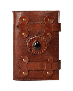 Diario de Cuero Vintage, Cuaderno de Cuero Hecho a Mano, Diario de Viaje Rústico, Diario de Escritura con Piedras Preciosas, Cuaderno de Bocetos Recargable, Regalo - Product Image 3