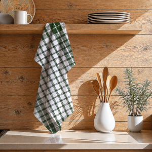 Check Design 100% Cotton Christmas <b>Kitchen</b> Towel Soft Premium Quality Quick-Dry AZO-Free <b>Kitchen</b> Towel Made in India - Product Image 1